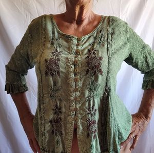 Flower Plus Size Green Floral XL